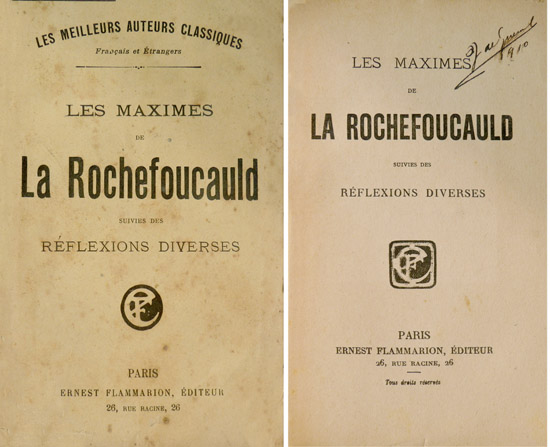 Maximes. Réflexions diverses. Prólogo de J.-F. Thénard. [Seguido de:] Portrait …