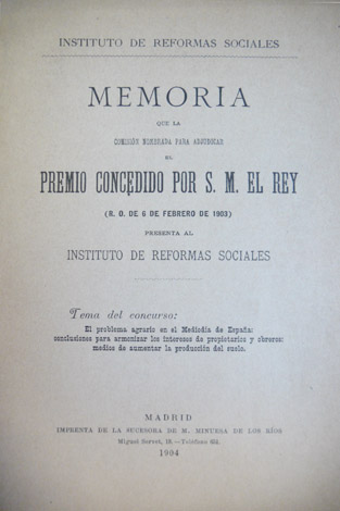 Memoria que la Comisión nombrada para adjudicar el Premio concedido …