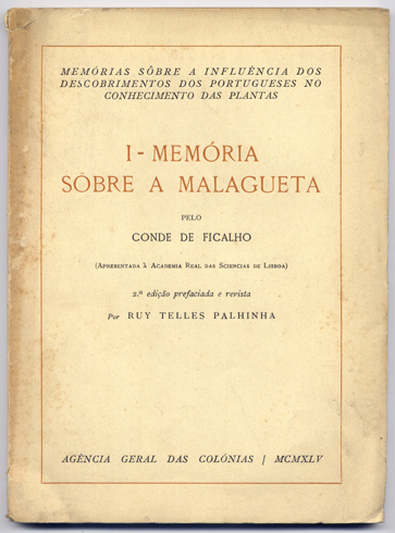 Memoria sôbre a Malagueta [Pimienta malagueta] (1877). Memórias sôbre a …