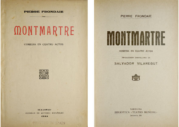 Montmartre. Comedia en cuatro actos. Traducción castellana de Salvador Vilaregut.