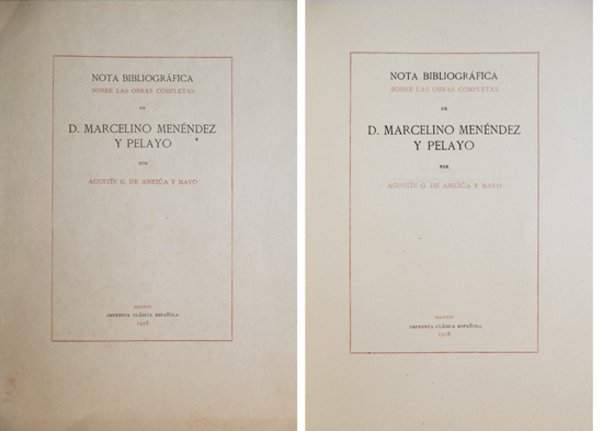 Nota bibliográfica sobre las obras completas de Don Marcelino Menéndez …