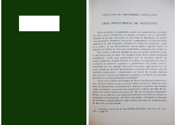 Papeletas de orfebrería castellana. Cruz procesional de Mucientes. [Extraido de: …