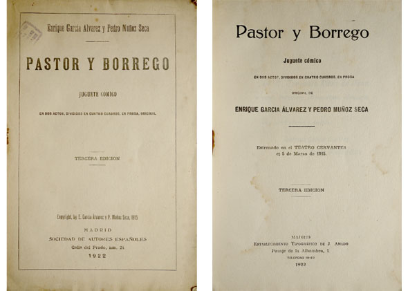 Pastor y Borrego. Juguete cómico en dos actos.