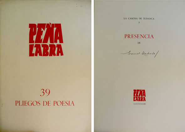 Peña Labra. Pliegos de Poesía. Número 39. ("Presencia" de Manuel …