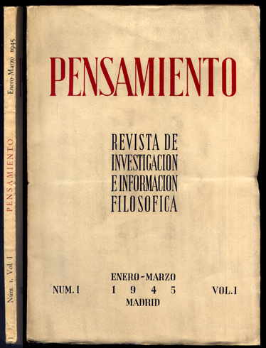 Pensamiento. Revista trimestral de investigación e información filosófica, publicada por …