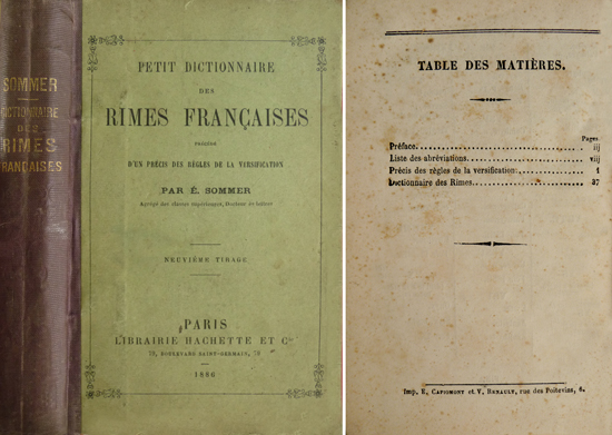 Petit Dictionnaire des Rimes Françaises. Précédé d'un précis des règles …