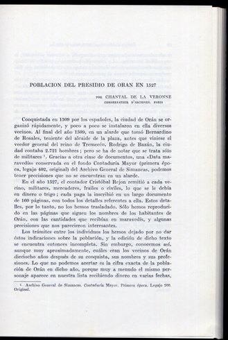 Población del Presidio de Orán en 1527.