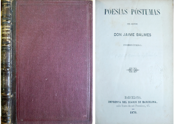 Poesías Póstumas del Doctor Jaime Balmes, Presbítero.