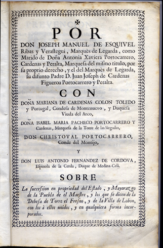 Por Don Joseph de Manuel de Esquivel Rivas y Verastegui, …