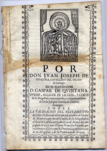 POR Don Juan Joseph de Otalora, Cavallero del Orden de …