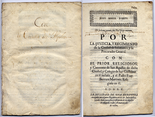 Por la Justicia y Regimiento de la Ciudad de Salamanca …