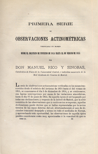 Primera serie de Observaciones Actinométricas verificadas en Madrid desde el …