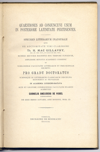Quaestiones ad conjunctivi usum in posteriore latinitate pertinentes.