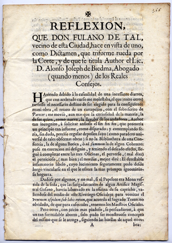 Reflexión que Don Fulano de Tal, vecino de esta Ciudad, …