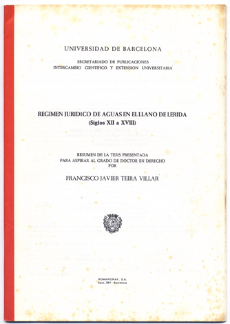 Regimen Jurídico de Aguas en el Llano de Lérida (Siglos …