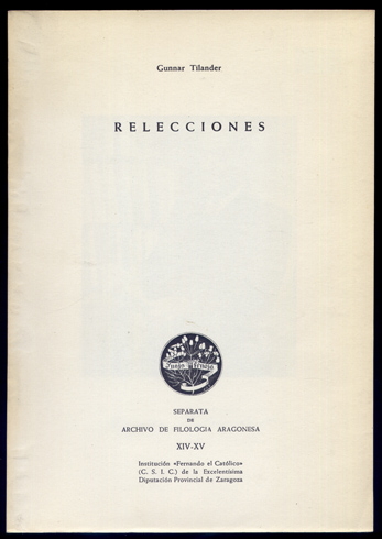 Relecciones. Prólogo de Manuel Alvar.