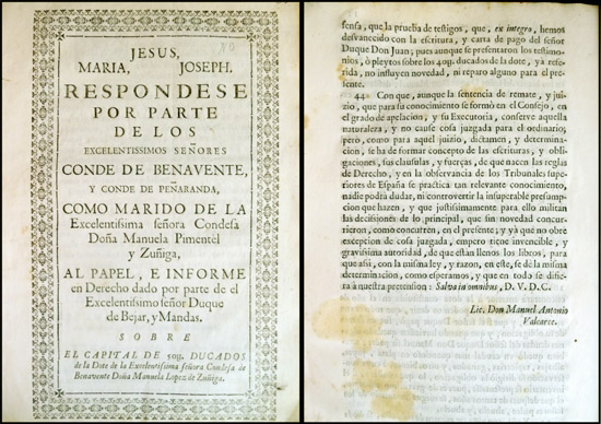 Respóndese por parte de los Excelentíssimos Señores Conde de Benavente …