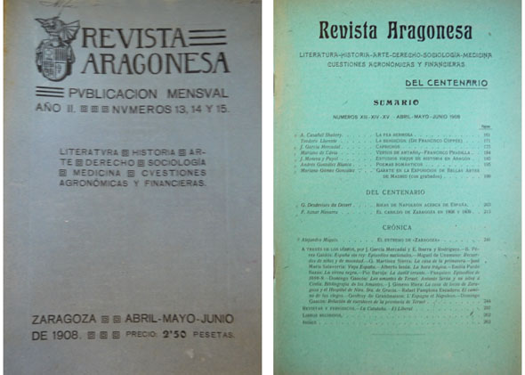 Revista Aragonesa. Literatura, Historia, Arte, Derecho, Sociología, Medicina, Cuestiones agronómicas …