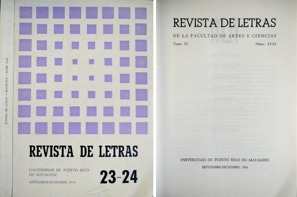 Revista de Letras, Universidad de Puerto Rico en Mayagüez. Número …
