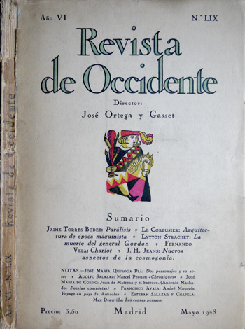 Revista de Occidente. Año VI. Número LIX. Mayo 1928. Jaime …