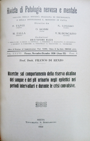 Ricerche sul comportamento della riserva alcalina del sangue e del …