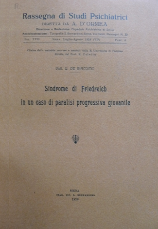 Sindrome di Friedreich in un caso di paralisi progressiva giovanile.