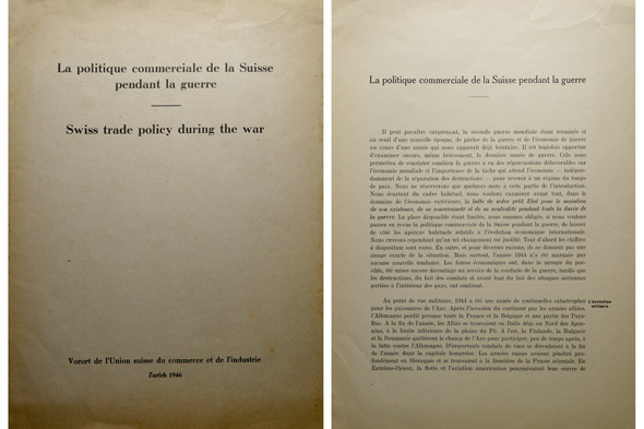 Swiss Trade Policy during the War.