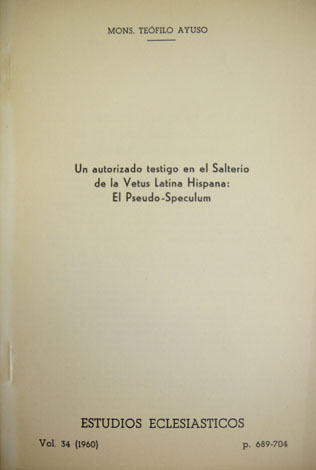Un autorizado testigo en el Salterio de la Vetus Latina …