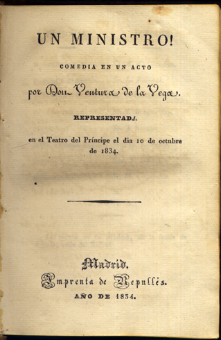 Un Ministro¡. Comedia en un acto.
