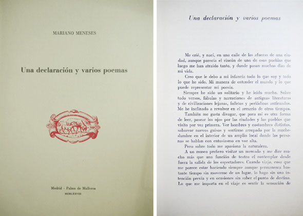 Una declaración y varios poemas.