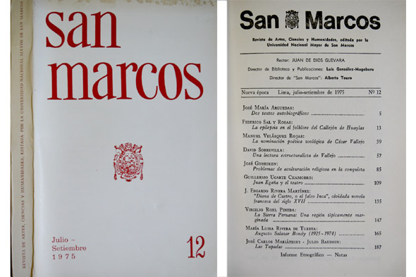 Una lectura estructuralista de Vallejo. [Junto con:] Manuel Velásquez Rojas: …