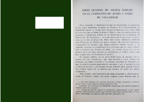 Unos lienzos de Mateo Cerezo en el convento de Jesús …