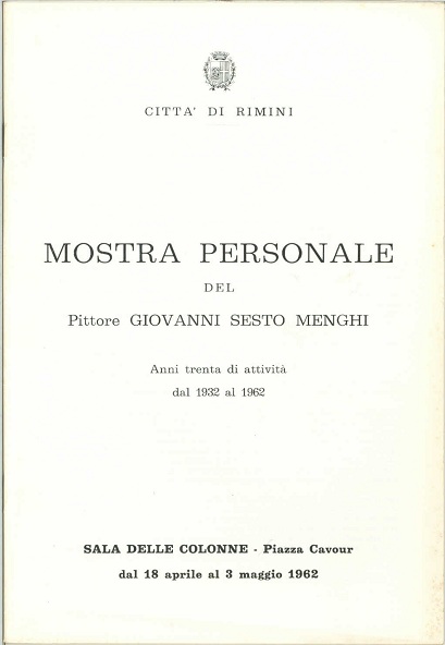 Mostra personale del pittore Giovanni Sesto Menghi