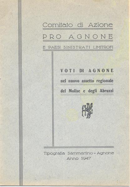 Voti di Agnone nel nuovo assetto regionale dle Molise e …
