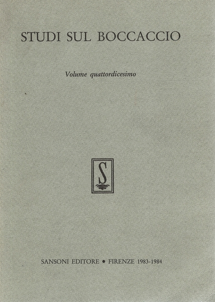 Studi Sul Boccaccio Volume quattordicesimo