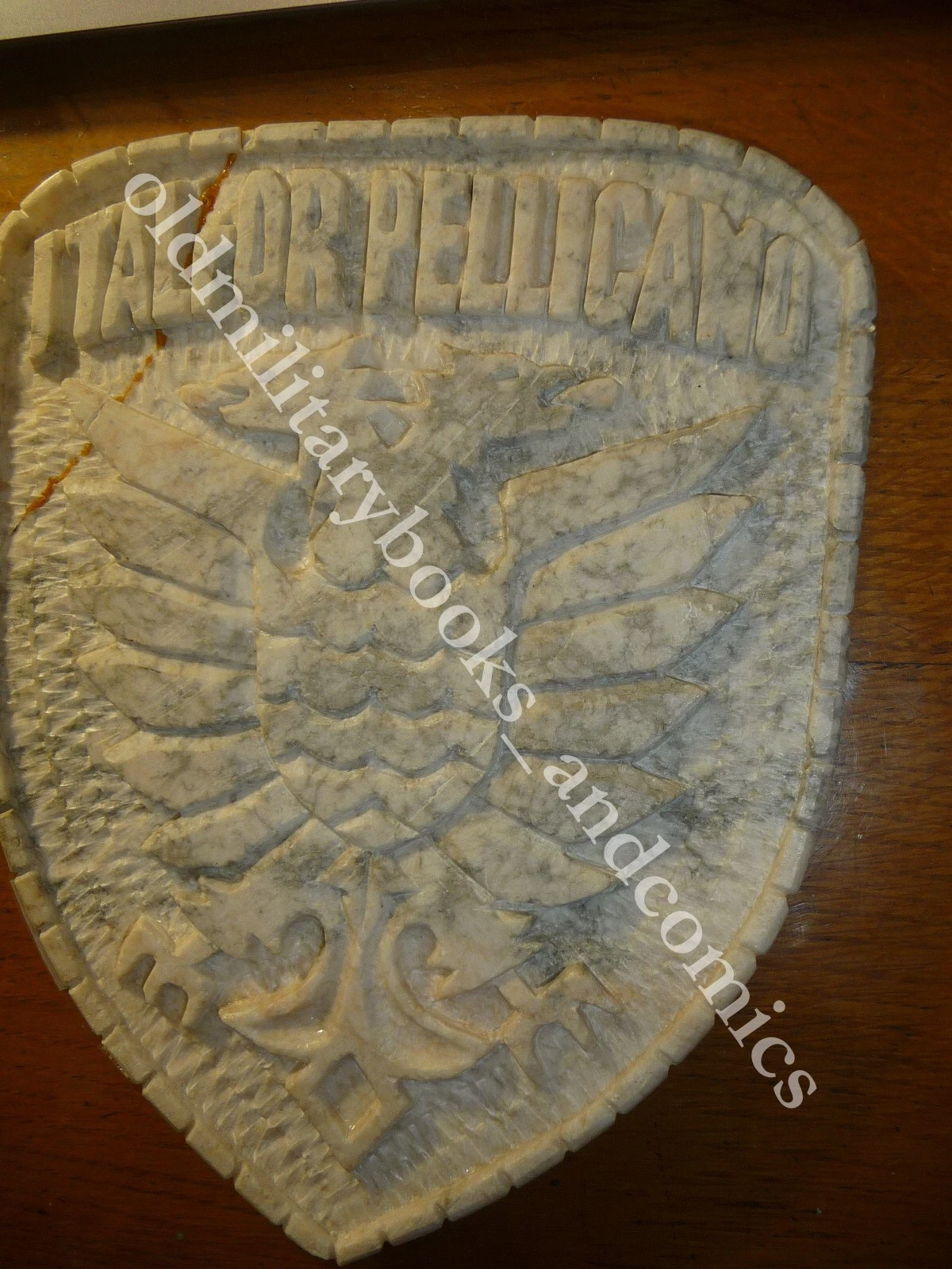 030 CREST EMBLEMA MILITARE ITALFOR PELLICANO IN MARMO RESTAURATO