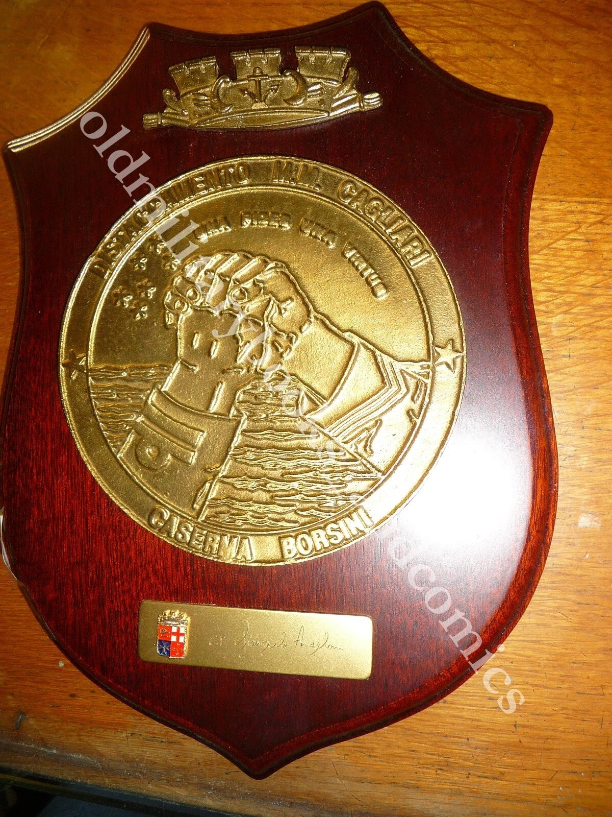 048 CREST EMBLEMA MILITARE DISTACCAMENTO M.M. CAGLIARI MOTTO UNA FIDES …
