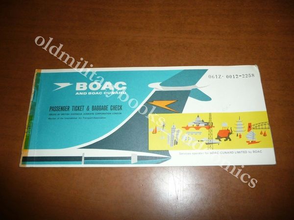 BOAC CUNARD UK 1967 VECCHIO BIGLIETTO AEREOVINTAGE AIRLINE TICKET ALT …