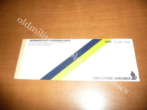 SINGAPORE AIRLINES 1970 VECCHIO BIGLIETTO AEREO VINTAGE AIRLINE TICKET