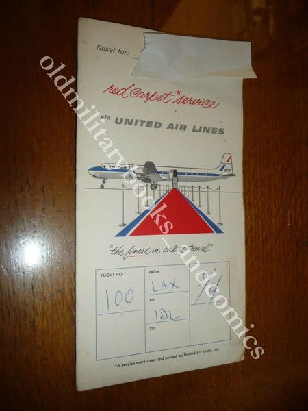 UNITED AIR LINES 1959 DUE VECCHI BIGLIETTI AEREO VINTAGE AIRLINE …