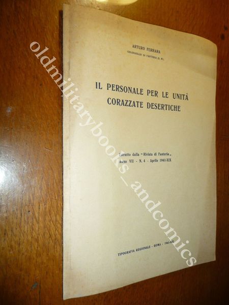 IL PERSONALE PER LE UNITA CORAZZATE DESERTICHE ARTURO FERRARA RIVISTA …