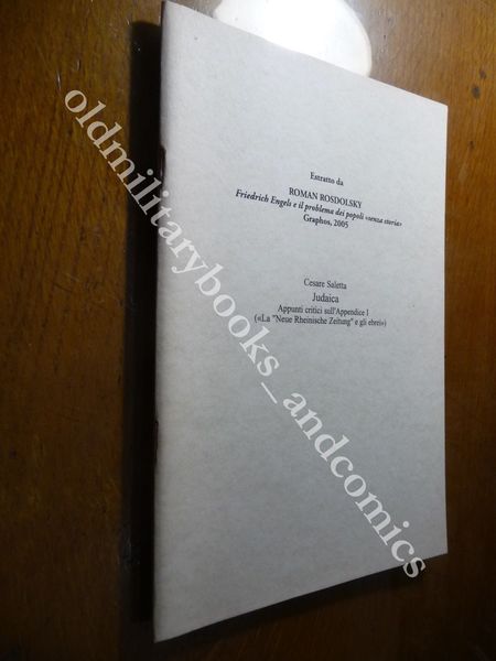 JUDAICA CESARE SALETTA ESTRATTO DA FRIEDRICK ENGELS E I POPOLI …