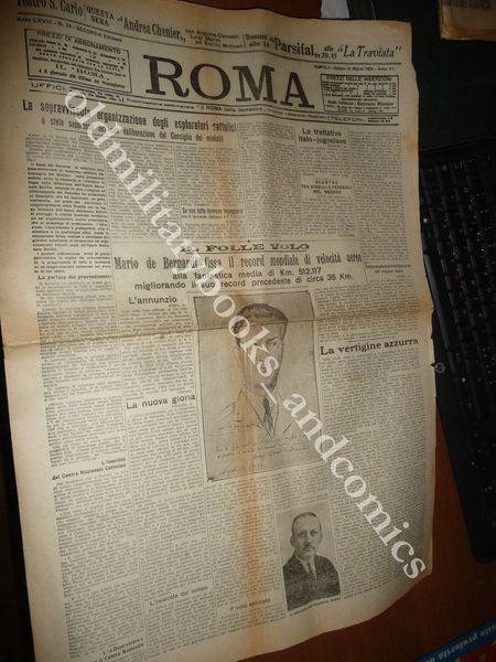DE BERNARDI FISSA IL RECORD DI VELOCITA ROMA 31/03/1928