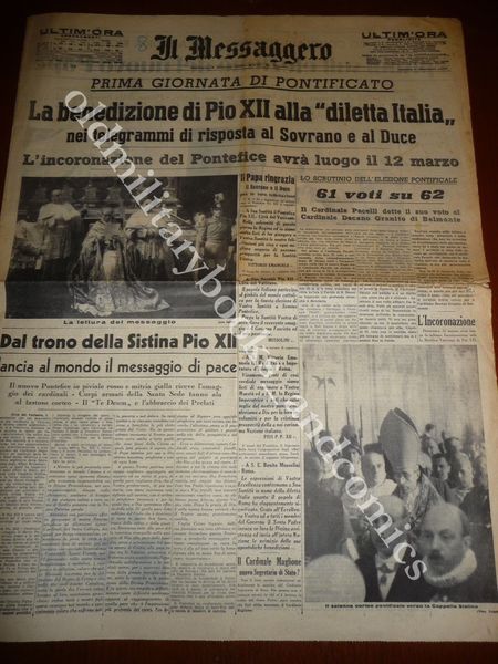 LA BENEDIZIONE DI PIO XII ALLA DILETTA ITALIA IL MESSAGGERO …