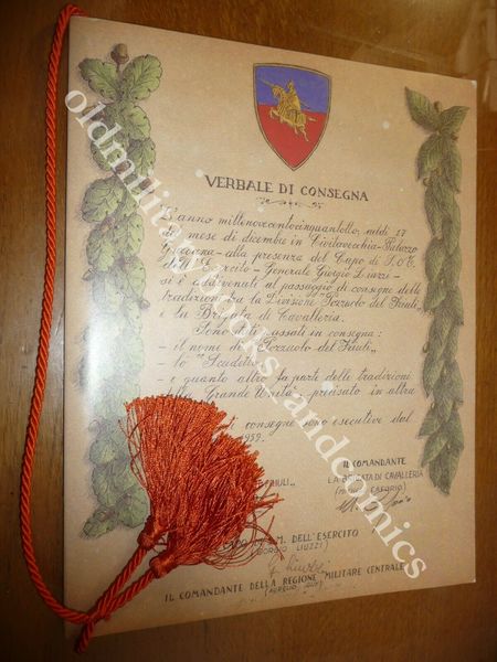 CALENDARIO BRIGATA POZZUOLO DEL FRIULI 1991 CON CORDONE E DEDICA …