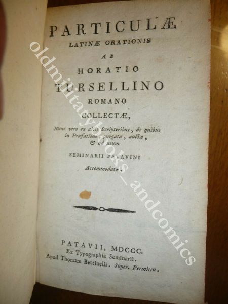 PARTICULAE LATINAE ORATIONIS HORATIO TURSELLINO 1800