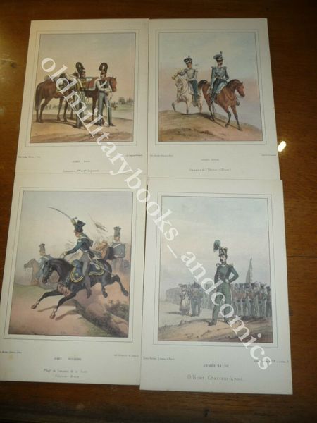 4 TAVOLE A COLORI ESERCITI PREUNITARI EUROPEI BELGIO PRUSSIA RUSSIA