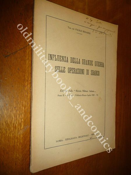 INFLUENZA DELLA GRANDE GUERRA SULLE OPERAZIONI DA SBARCO PAOLO BERARDI