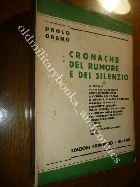 CRONACHE DEL RUMORE E DEL SILENZIO PAOLO ORANO