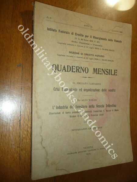 QUADERNO MENSILE CRISI FRUMENTARIA ED ORGANIZZAZIONE DELLE VENDITE